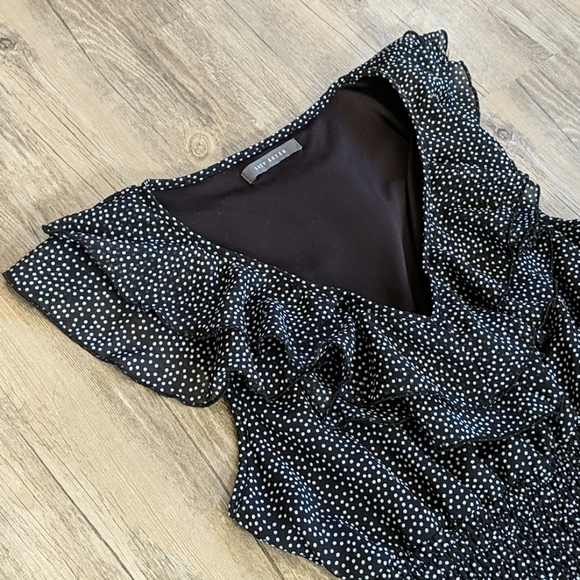 Black w/white polka dots mini sleeveless dress - Picture 2 of 5